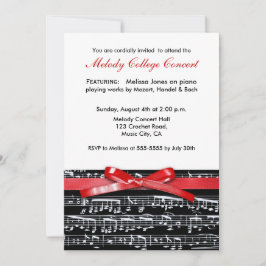 Elegante invitación al recital de conciertos de mú