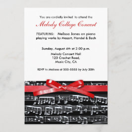 Elegante invitación al recital de conciertos de mú