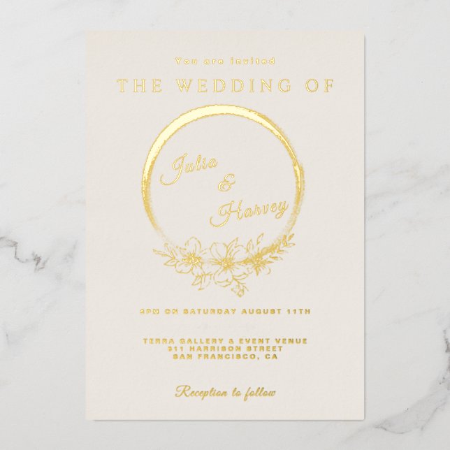 Elegante invitación al Relieve metalizado Boda de  (Anverso)