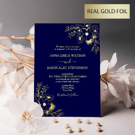 Elegante invitación al Relieve metalizado Boda dor