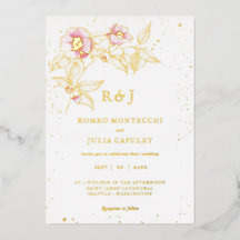 Elegante invitación al Relieve metalizado Boda flo