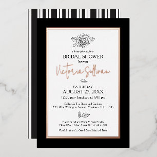 Elegante invitación al Relieve metalizado botánico
