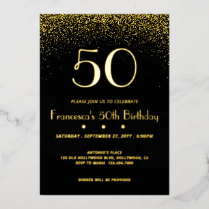 Elegante invitación al Relieve metalizado de 50 añ