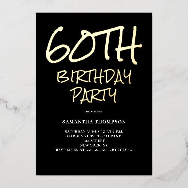 Elegante invitación al Relieve metalizado de la Fi (Anverso)