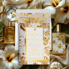 Elegante invitación al Relieve metalizado de oro d