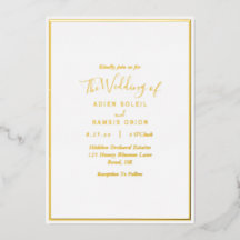 Elegante invitación al Relieve metalizado dorado B