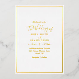 Elegante invitación al Relieve metalizado dorado B
