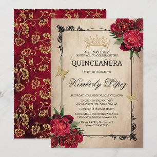 Elegante Invitación al Relieve metalizado dorado R