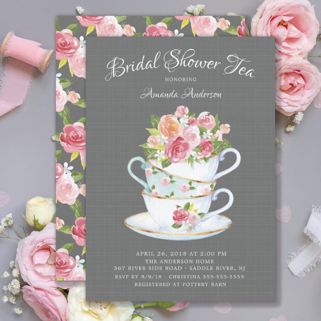 Elegante Invitación al té con ducha de novia (Subido por el creador)