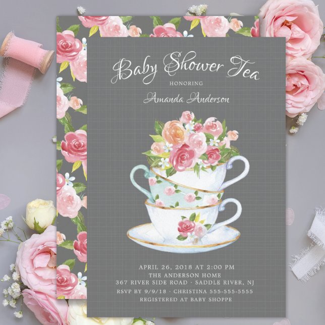 Elegante invitación al té de Baby Shower (Subido por el creador)