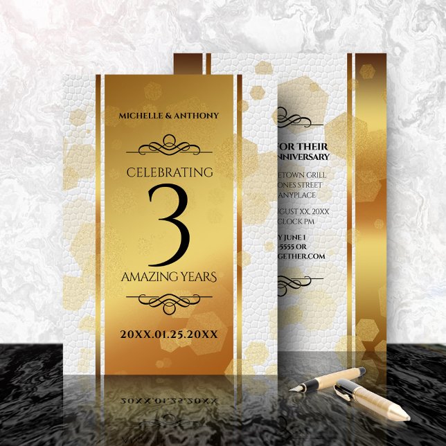 Elegante invitación al tercer aniversario de Boda  (Elegant 3rd Leather Wedding Anniversary Invitation Cover Photo.)