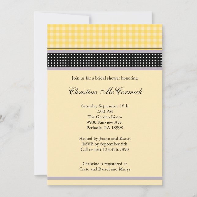 Elegante invitación amarilla y negra (Anverso)