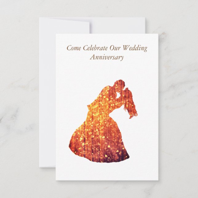 Elegante invitación aniversaria, Pareja Dorada (Anverso)