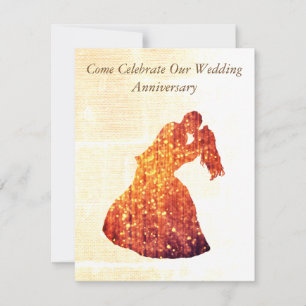 Elegante invitación aniversaria, Pareja Dorada