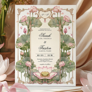 Elegante invitación asiática a la boda de Lotus