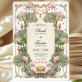 Elegante invitación asiática a la boda de Lotus