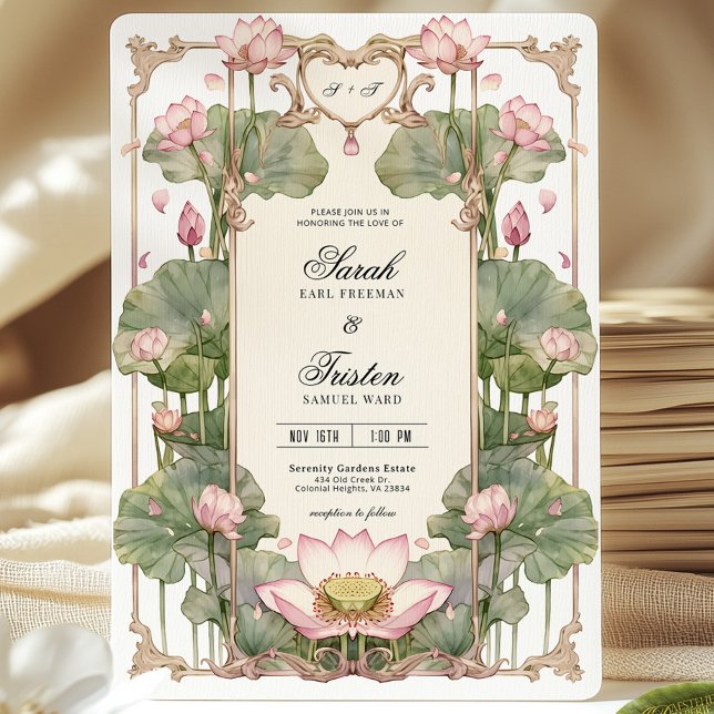 Elegante invitación asiática a la boda de Lotus (Subido por el creador)