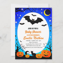 Elegante invitación azul de Halloween a Baby Showe