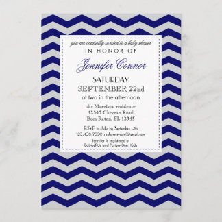 Elegante invitación azul de la marina de Baby Show
