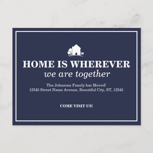 Elegante Invitación azul nuevo hogar móvil (Anverso)