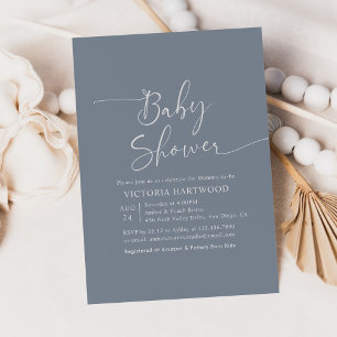Elegante invitación Baby Shower azul simple