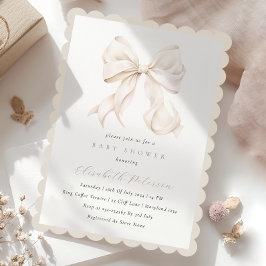 Elegante invitación Baby Shower Bow Neutral