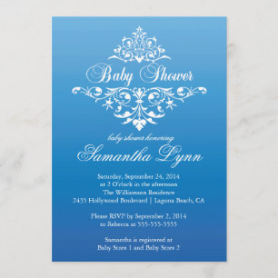 Elegante invitación Baby Shower color azul naranja