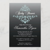 Elegante invitación Baby Shower color azul negro n