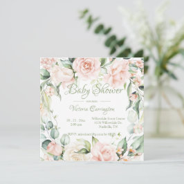 Elegante Invitación Baby Shower de acuarela floral