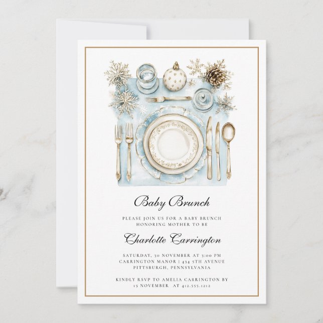 Elegante Invitación Baby Shower de brunch para beb (Anverso)