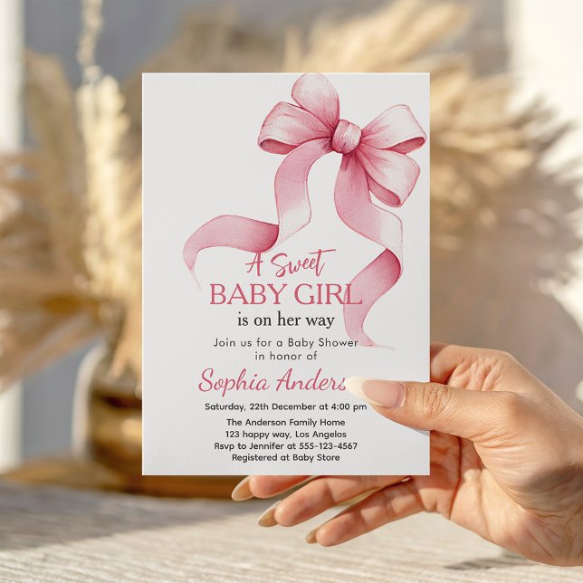 Elegante invitación Baby Shower de color rosa para (Subido por el creador)
