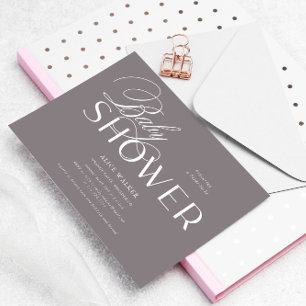 Elegante invitación Baby Shower de escritura moder