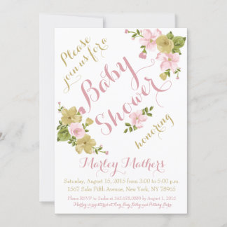 Elegante Invitación Baby Shower de flores pintadas