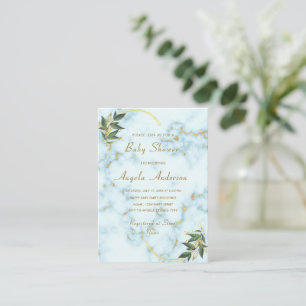 Elegante Invitación Baby Shower de Mármol Blanco O
