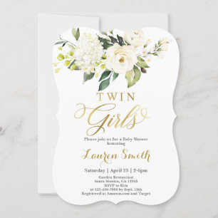 Elegante Invitación Baby Shower en blanco y oro