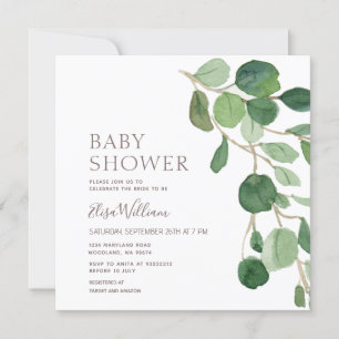 Elegante invitación Baby Shower Eucalyptus