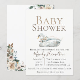 Elegante invitación Baby Shower neutra floral de c