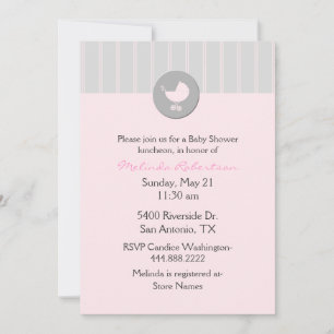 Elegante invitación Baby Shower rosa y gris