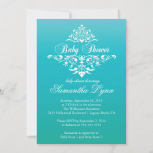Elegante invitación Baby Shower turquesa de color 