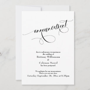 Elegante Invitación Boda blanco pospuesto