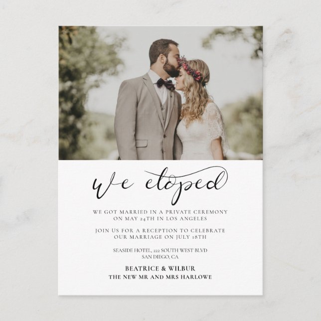 Elegante invitación boda caligráfica (Anverso)