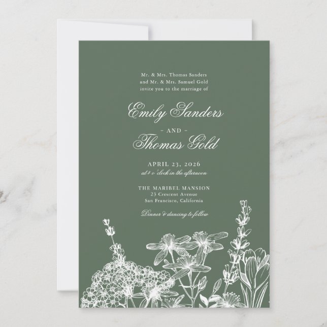 Elegante Invitación Boda de escritura de jardín de (Anverso)