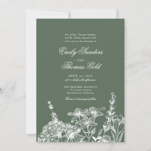 Elegante Invitación Boda de escritura de jardín de