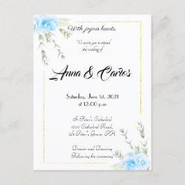Elegante Invitación boda de flores de Blue Pansy