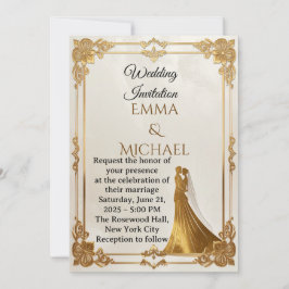 Elegante Invitación Boda de marco dorado