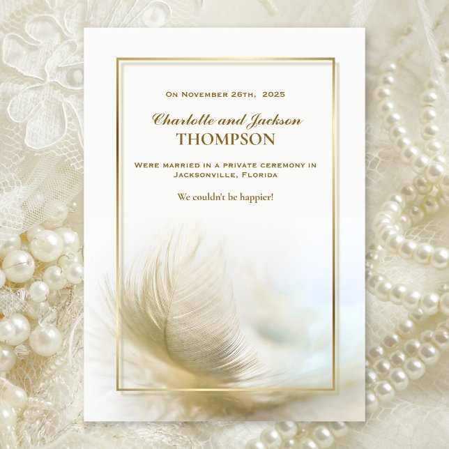 Elegante Invitación Boda de pluma de oro (Subido por el creador)