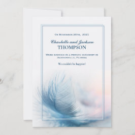 Elegante Invitación Boda de plumas azul turquesa