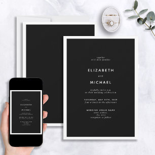 Elegante invitación Boda de tipografía en blanco y