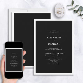 Elegante invitación Boda de tipografía en blanco y