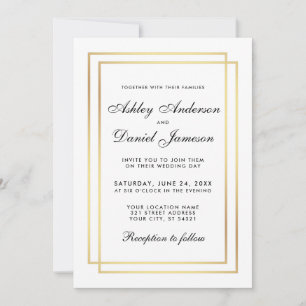 Elegante invitación Boda moderna en blanco y negro